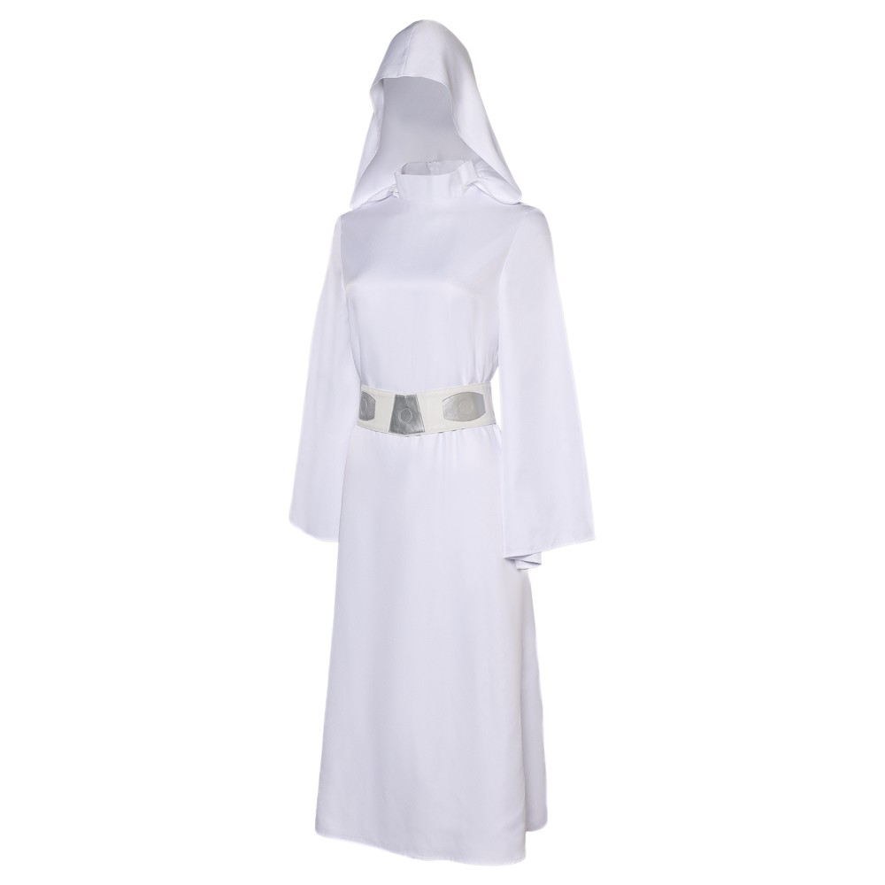 Robe Femme Princesse Leia avec Chapeau Ceinture Ensemble Costume Cosplay Halloween Carnaval Tenue