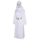 Robe Femme Princesse Leia avec Chapeau Ceinture Ensemble Costume Cosplay Halloween Carnaval Tenue