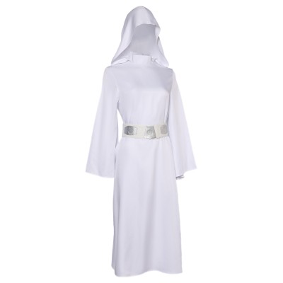 Robe Femme Princesse Leia avec Chapeau Ceinture Ensemble Costume Cosplay Halloween Carnaval Tenue