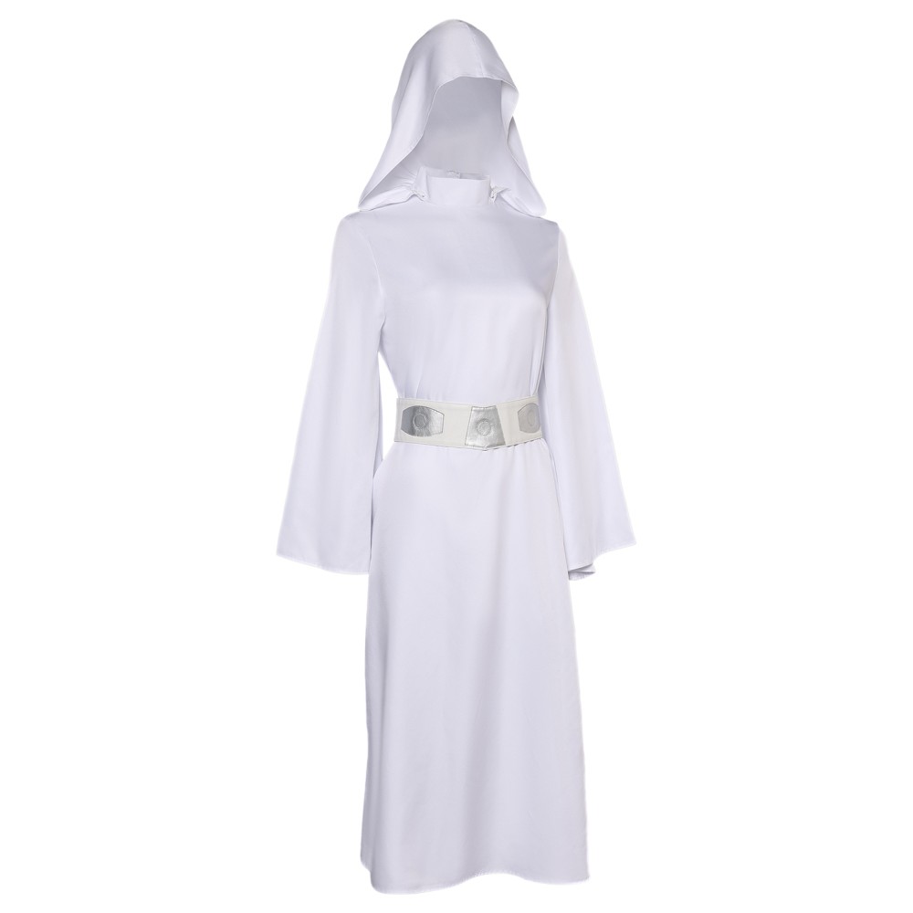Robe Femme Princesse Leia avec Chapeau Ceinture Ensemble Costume Cosplay Halloween Carnaval Tenue