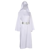 Robe Femme Princesse Leia avec Chapeau Ceinture Ensemble Costume Cosplay Halloween Carnaval Tenue