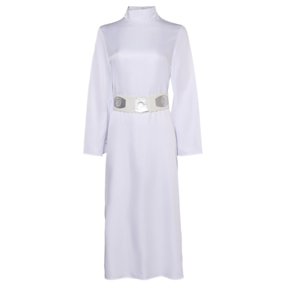 Robe Femme Princesse Leia avec Chapeau Ceinture Ensemble Costume Cosplay Halloween Carnaval Tenue