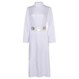 Robe Femme Princesse Leia avec Chapeau Ceinture Ensemble Costume Cosplay Halloween Carnaval Tenue