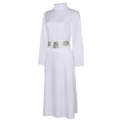 Robe Femme Princesse Leia avec Chapeau Ceinture Ensemble Costume Cosplay Halloween Carnaval Tenue