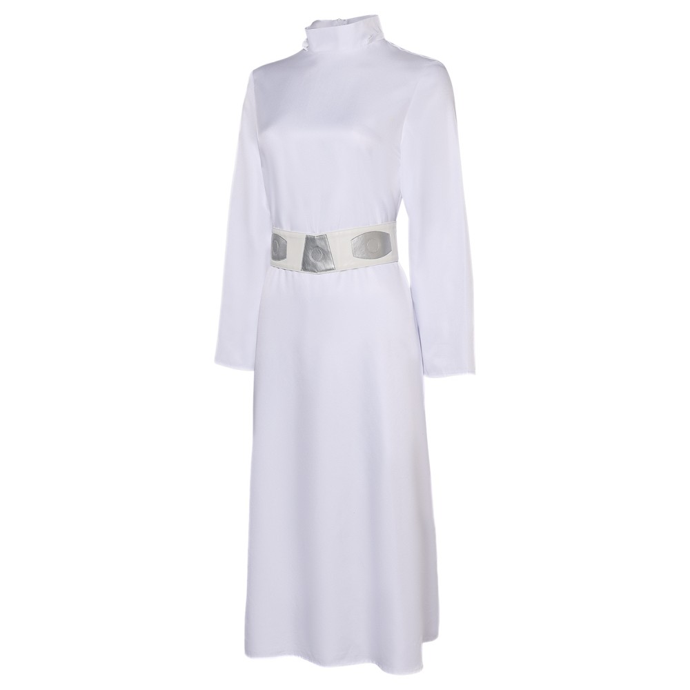 Robe Femme Princesse Leia avec Chapeau Ceinture Ensemble Costume Cosplay Halloween Carnaval Tenue
