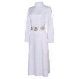 Robe Femme Princesse Leia avec Chapeau Ceinture Ensemble Costume Cosplay Halloween Carnaval Tenue