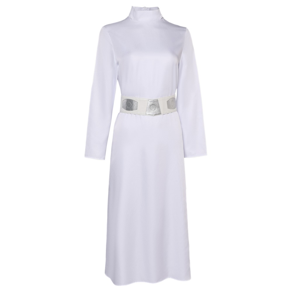 Robe Femme Princesse Leia avec Chapeau Ceinture Ensemble Costume Cosplay Halloween Carnaval Tenue