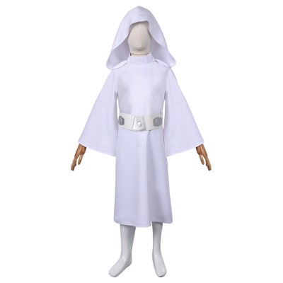 Princess Leia Organa Solo Kids Girls White Dress Suit Cosplay Costume Halloween Carnival Outfit