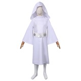 Princess Leia Organa Solo Kids Girls White Dress Suit Cosplay Costume Halloween Carnival Outfit