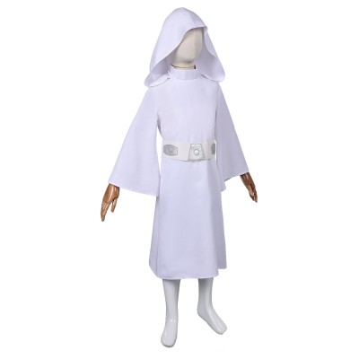 Princess Leia Organa Solo Kids Girls White Dress Suit Cosplay Costume Halloween Carnival Outfit