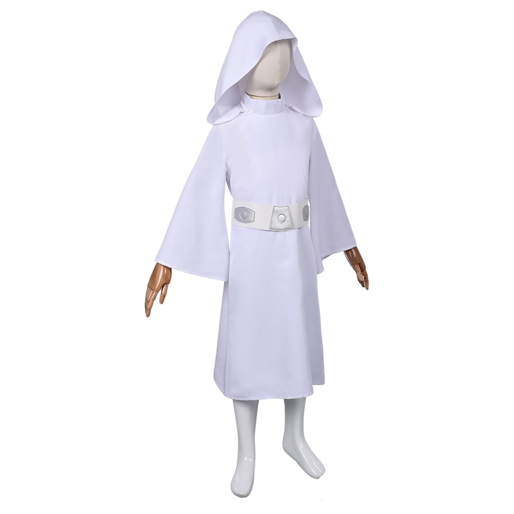 Princess Leia Organa Solo Kids Girls White Dress Suit Cosplay Costume Halloween Carnival Outfit