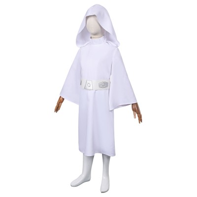 Princess Leia Organa Solo Kids Girls White Dress Suit Cosplay Costume Halloween Carnival Outfit