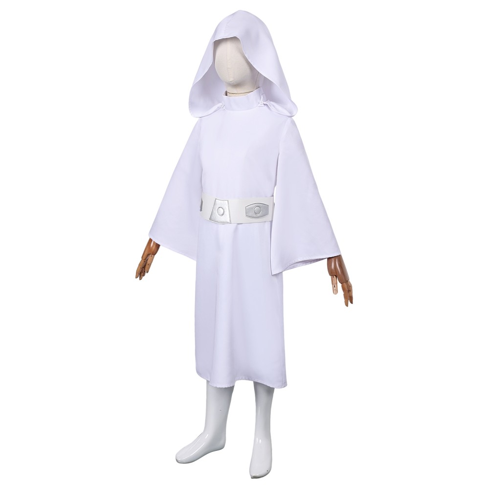 Princess Leia Organa Solo Kids Girls White Dress Suit Cosplay Costume Halloween Carnival Outfit