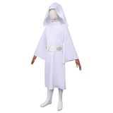 Princess Leia Organa Solo Kids Girls White Dress Suit Cosplay Costume Halloween Carnival Outfit