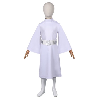 Princess Leia Organa Solo Kids Girls White Dress Suit Cosplay Costume Halloween Carnival Outfit
