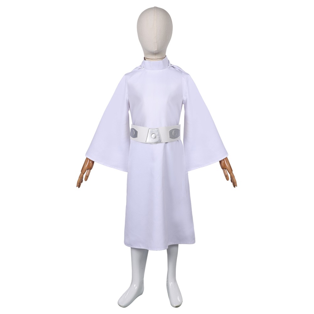 Princess Leia Organa Solo Kids Girls White Dress Suit Cosplay Costume Halloween Carnival Outfit