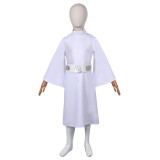 Princess Leia Organa Solo Kids Girls White Dress Suit Cosplay Costume Halloween Carnival Outfit