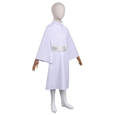 Princess Leia Organa Solo Kids Girls White Dress Suit Cosplay Costume Halloween Carnival Outfit
