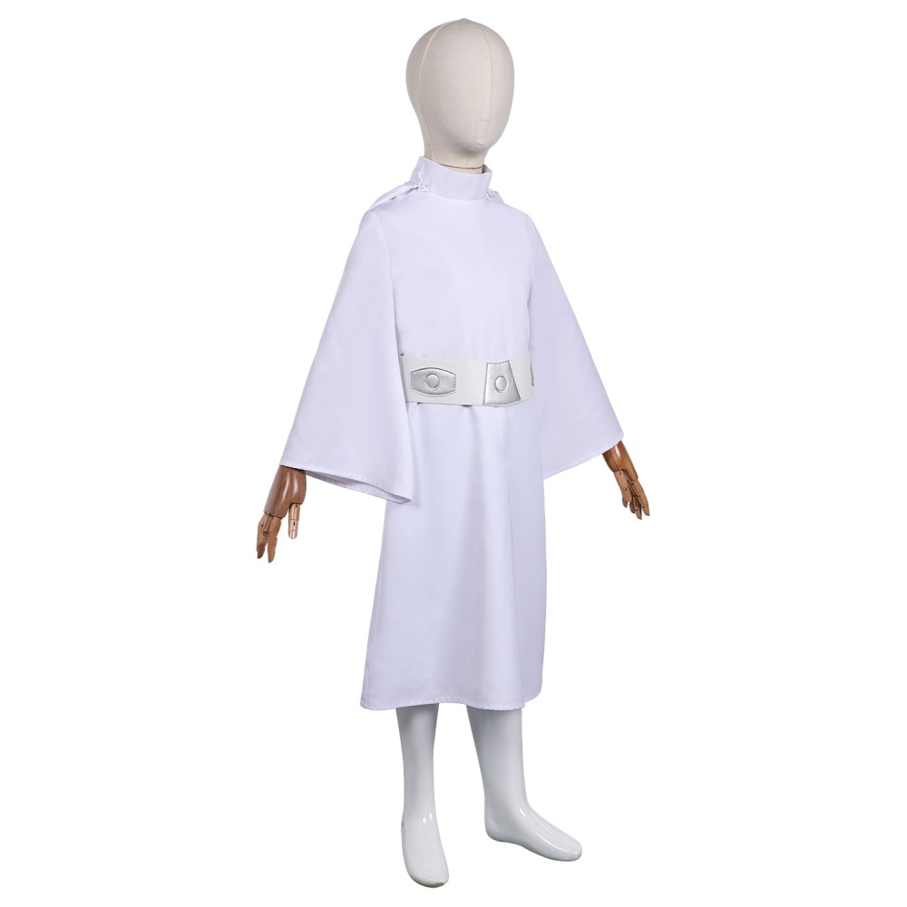 Princess Leia Organa Solo Kids Girls White Dress Suit Cosplay Costume Halloween Carnival Outfit