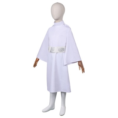Princess Leia Organa Solo Kids Girls White Dress Suit Cosplay Costume Halloween Carnival Outfit