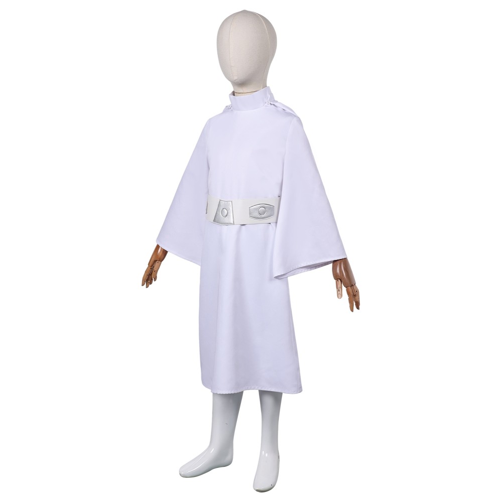 Princess Leia Organa Solo Kids Girls White Dress Suit Cosplay Costume Halloween Carnival Outfit