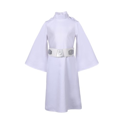 Princess Leia Organa Solo Kids Girls White Dress Suit Cosplay Costume Halloween Carnival Outfit
