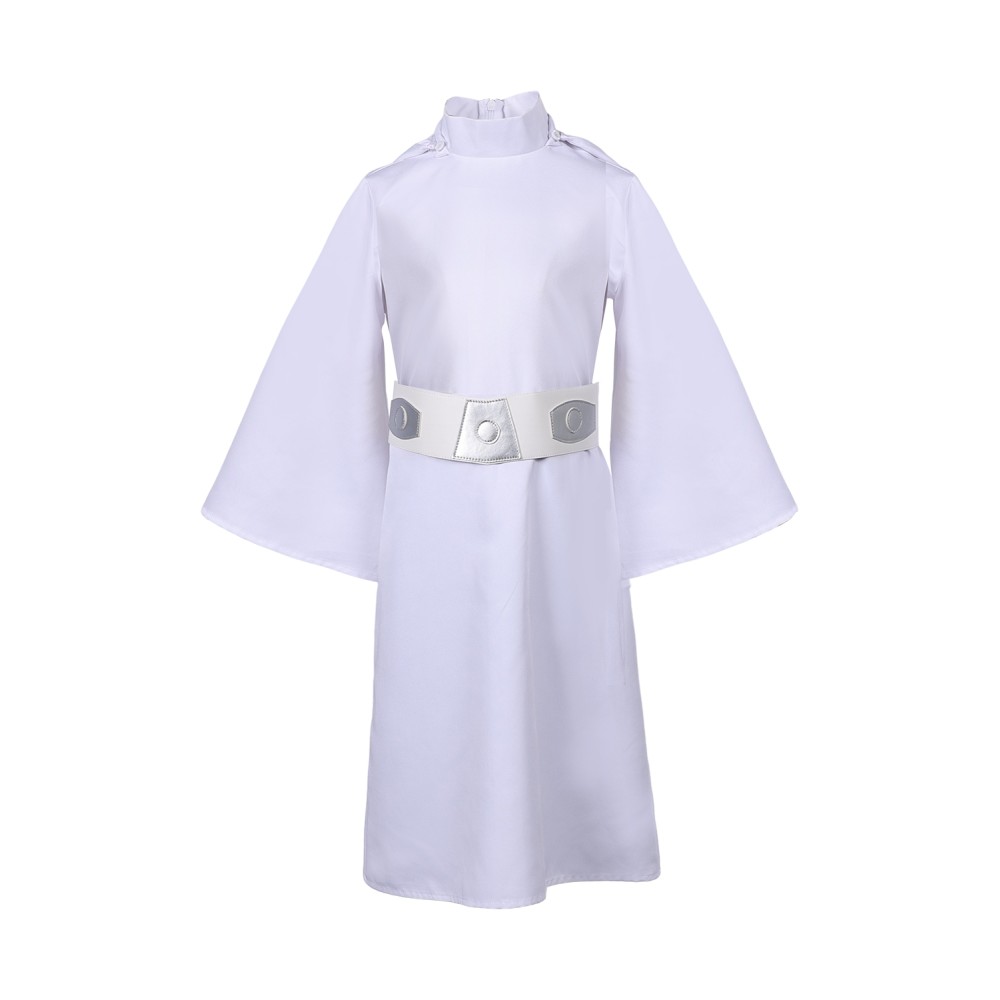 Princess Leia Organa Solo Kids Girls White Dress Suit Cosplay Costume Halloween Carnival Outfit