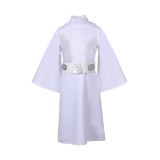 Princess Leia Organa Solo Kids Girls White Dress Suit Cosplay Costume Halloween Carnival Outfit