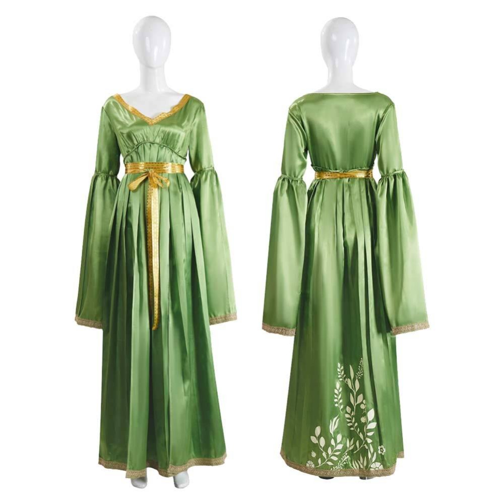 Princess Leia Green Long Sleeves Dress Party Cosplay Costume Halloween Carnival