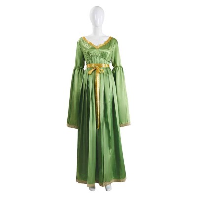 Princess Leia Green Long Sleeves Dress Party Cosplay Costume Halloween Carnival