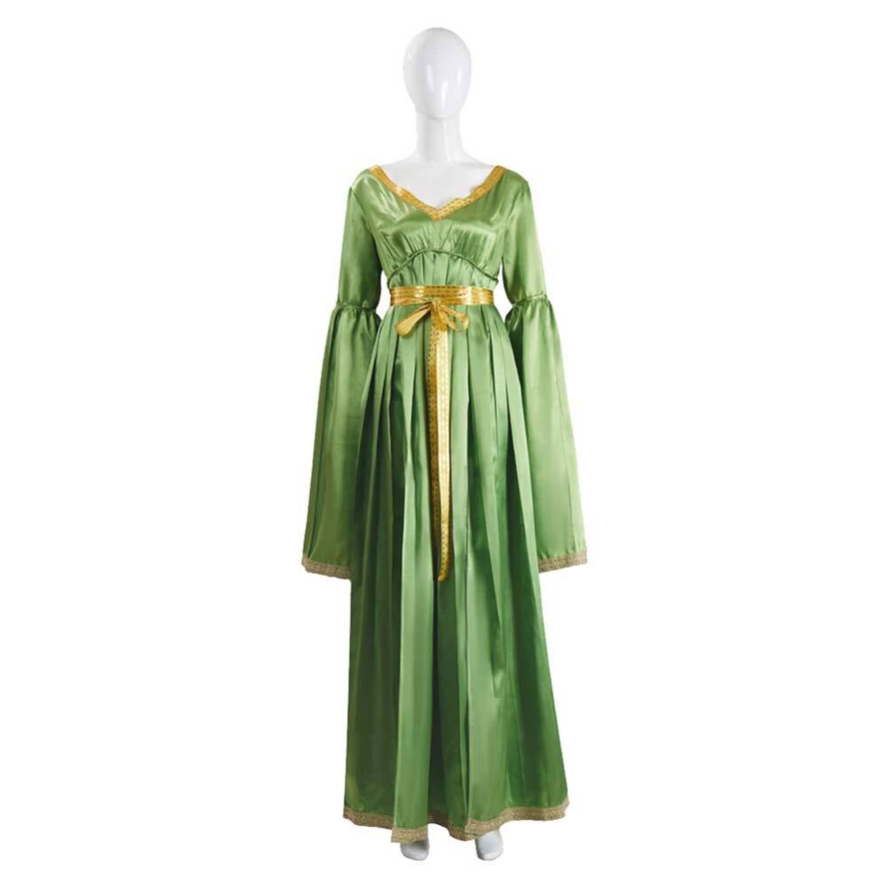 Princess Leia Green Long Sleeves Dress Party Cosplay Costume Halloween Carnival