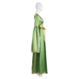 Princess Leia Green Long Sleeves Dress Party Cosplay Costume Halloween Carnival