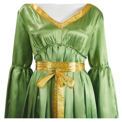 Princess Leia Green Long Sleeves Dress Party Cosplay Costume Halloween Carnival