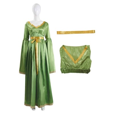 Princess Leia Green Long Sleeves Dress Party Cosplay Costume Halloween Carnival