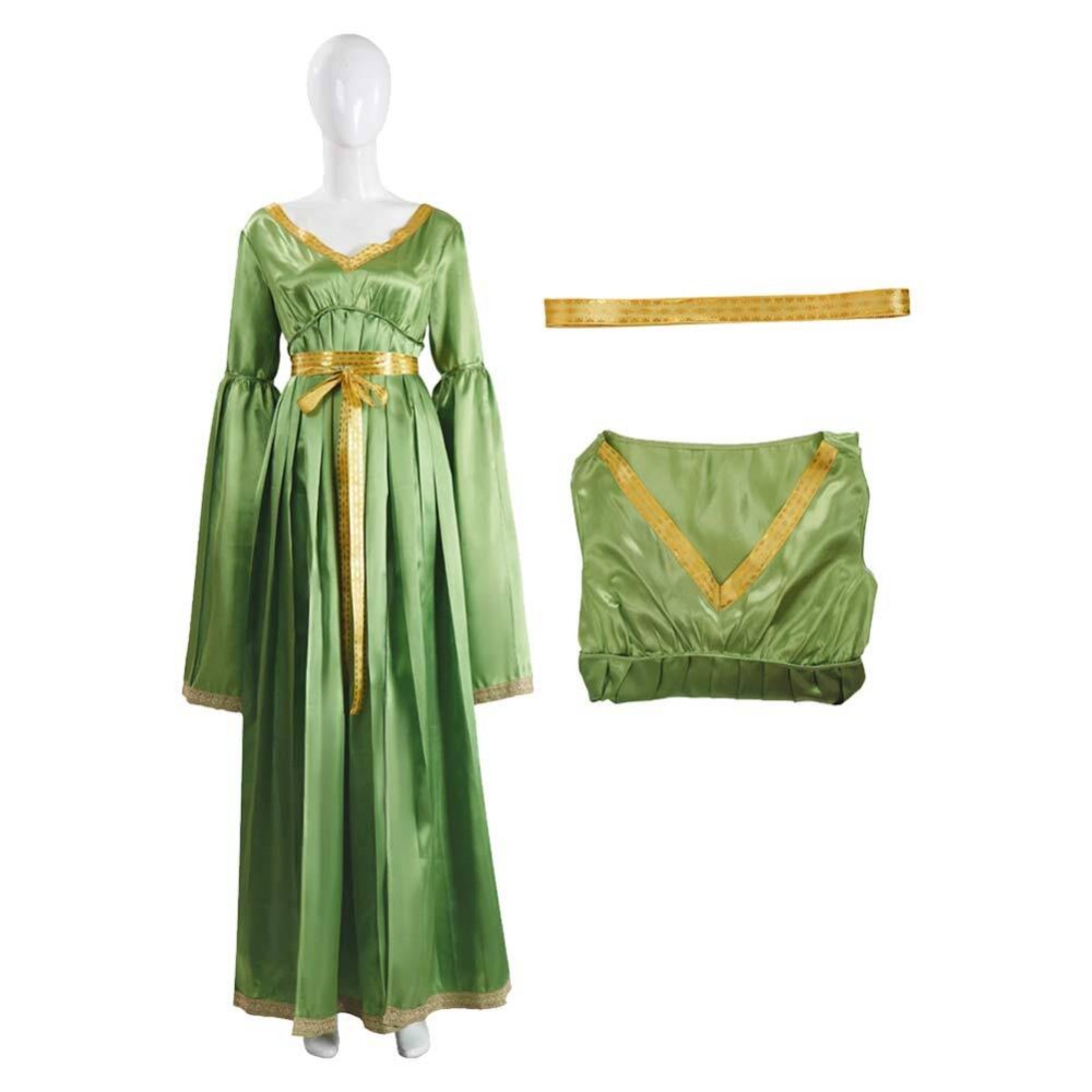 Princess Leia Green Long Sleeves Dress Party Cosplay Costume Halloween Carnival