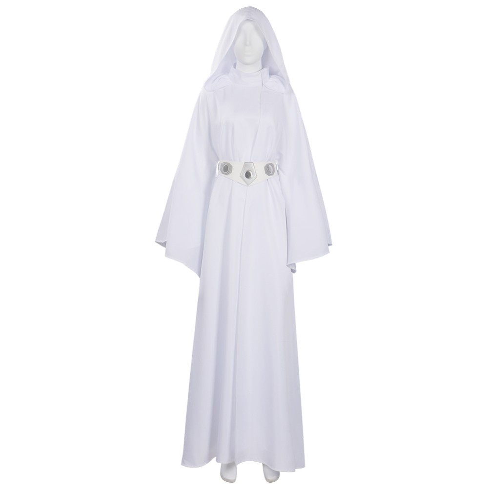 Princess Leia White Dress Suit Cosplay Costume Halloween Carnival Outfit