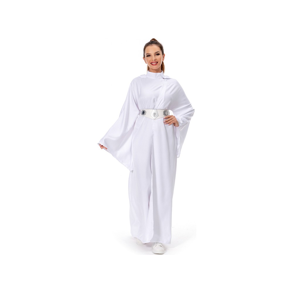Princess Leia White Dress Suit Cosplay Costume Halloween Carnival Outfit