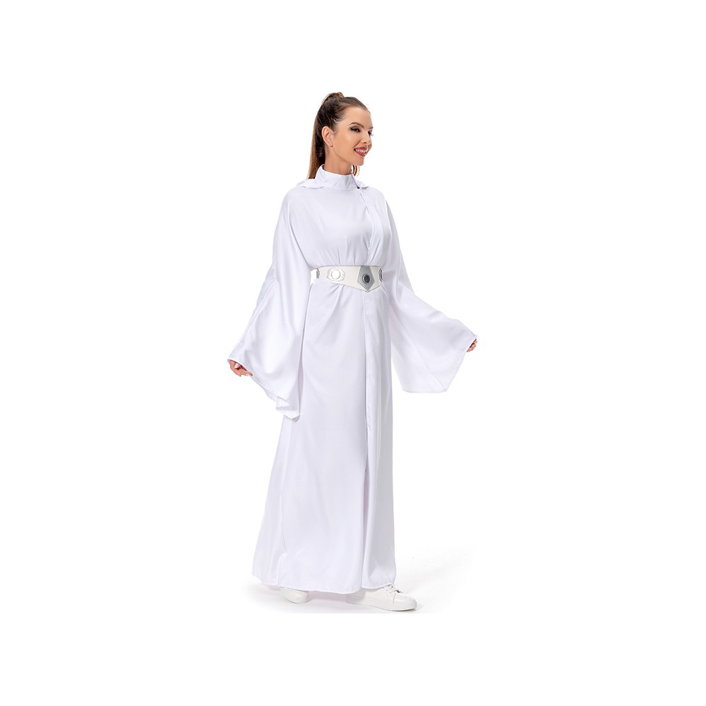 Princess Leia White Dress Suit Cosplay Costume Halloween Carnival Outfit