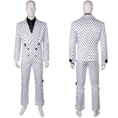Prince Rogers Nelson Costume de Cosplay Black Dot White Suit des années 90 Tenue pour Halloween Carnaval
