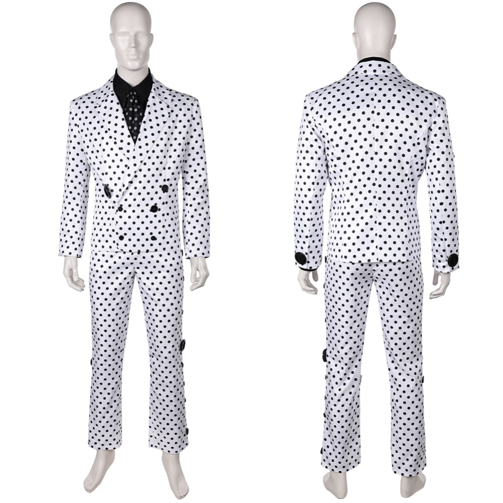 Prince Rogers Nelson Costume de Cosplay Black Dot White Suit des années 90 Tenue pour Halloween Carnaval