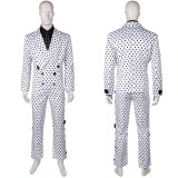 Prince Rogers Nelson Costume de Cosplay Black Dot White Suit des années 90 Tenue pour Halloween Carnaval