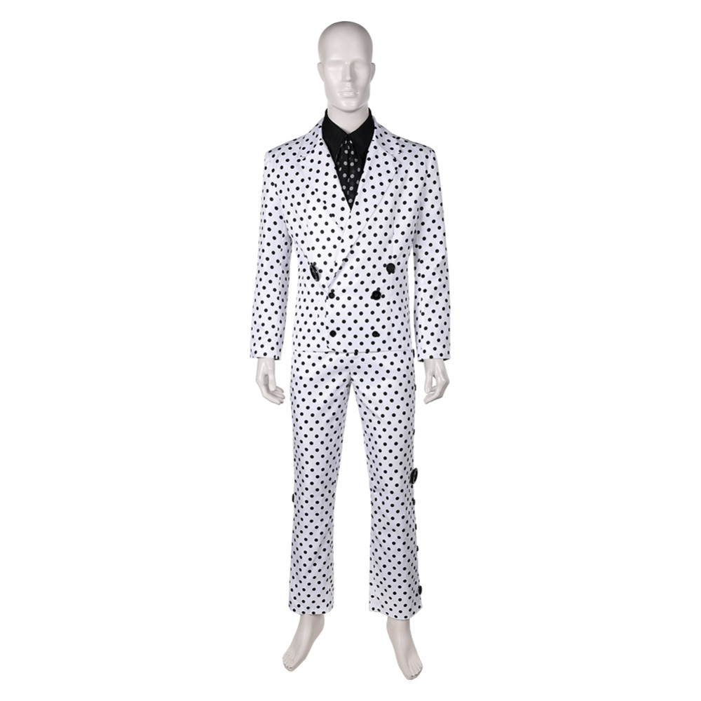 Prince Rogers Nelson Costume de Cosplay Black Dot White Suit des années 90 Tenue pour Halloween Carnaval