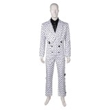 Prince Rogers Nelson Costume de Cosplay Black Dot White Suit des années 90 Tenue pour Halloween Carnaval