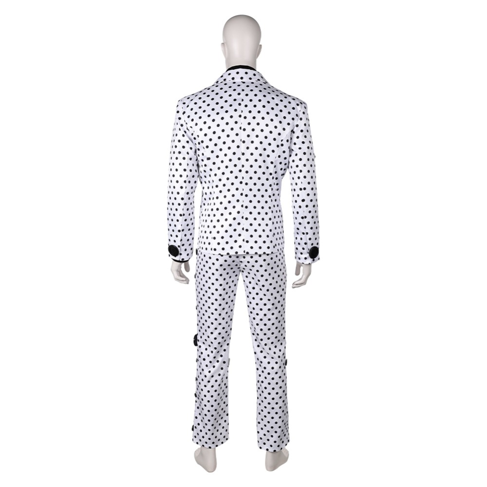 Prince Rogers Nelson Costume de Cosplay Black Dot White Suit des années 90 Tenue pour Halloween Carnaval