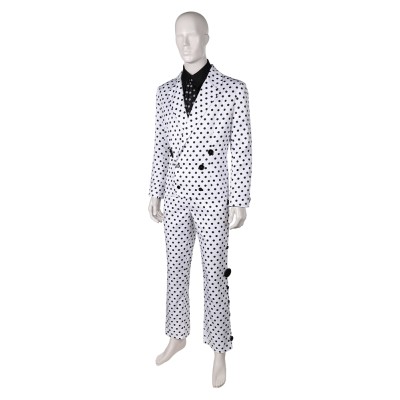 Prince Rogers Nelson Costume de Cosplay Black Dot White Suit des années 90 Tenue pour Halloween Carnaval