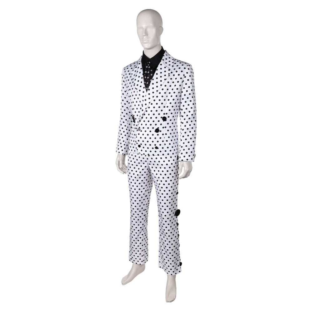 Prince Rogers Nelson Costume de Cosplay Black Dot White Suit des années 90 Tenue pour Halloween Carnaval