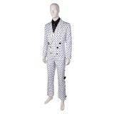 Prince Rogers Nelson Costume de Cosplay Black Dot White Suit des années 90 Tenue pour Halloween Carnaval