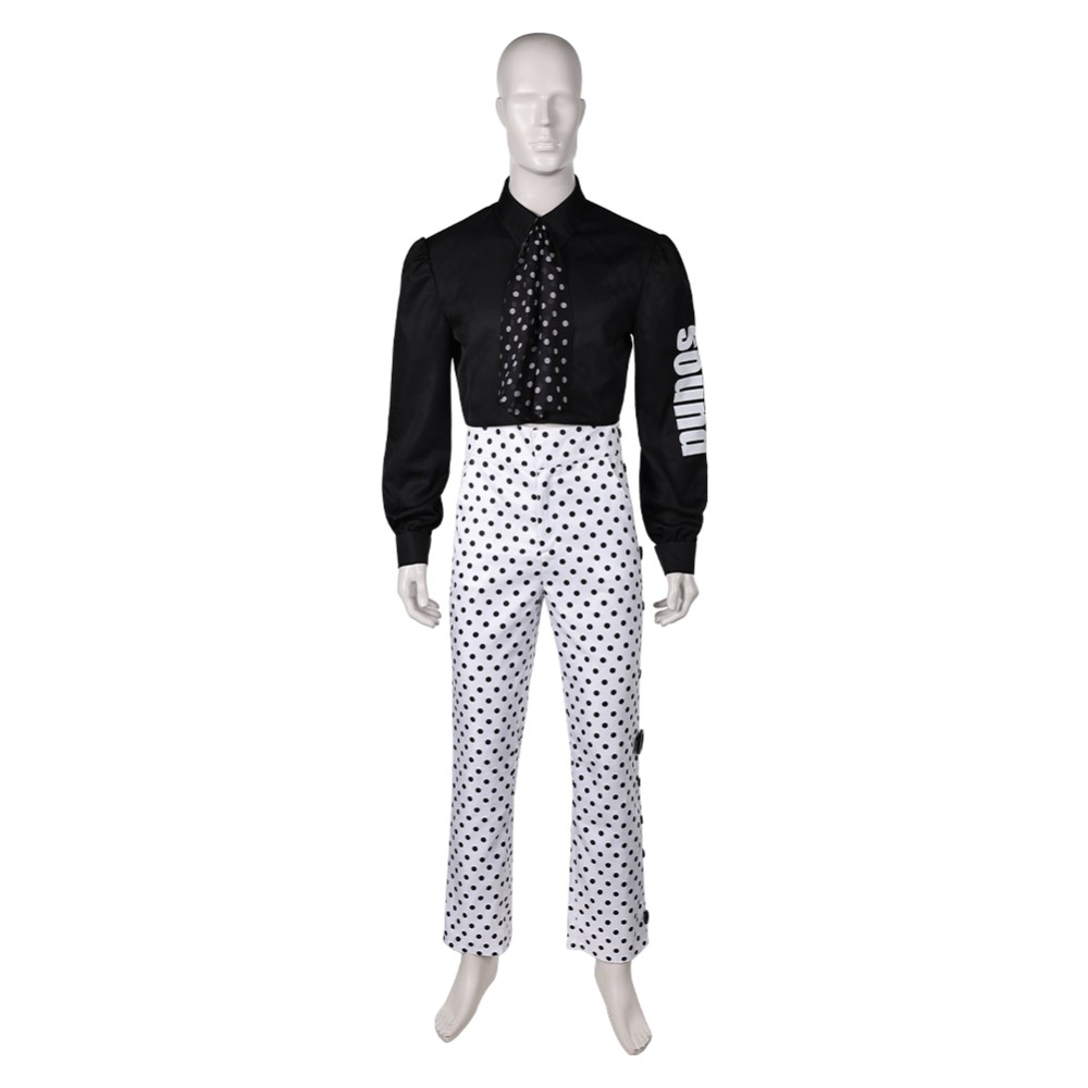 Prince Rogers Nelson Costume de Cosplay Black Dot White Suit des années 90 Tenue pour Halloween Carnaval