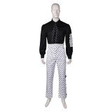 Prince Rogers Nelson Costume de Cosplay Black Dot White Suit des années 90 Tenue pour Halloween Carnaval