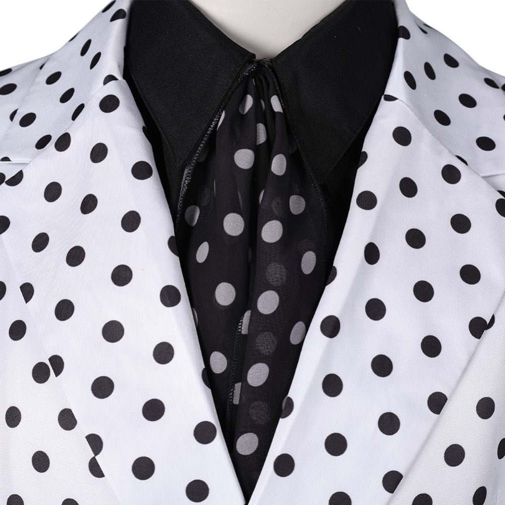 Prince Rogers Nelson Costume de Cosplay Black Dot White Suit des années 90 Tenue pour Halloween Carnaval